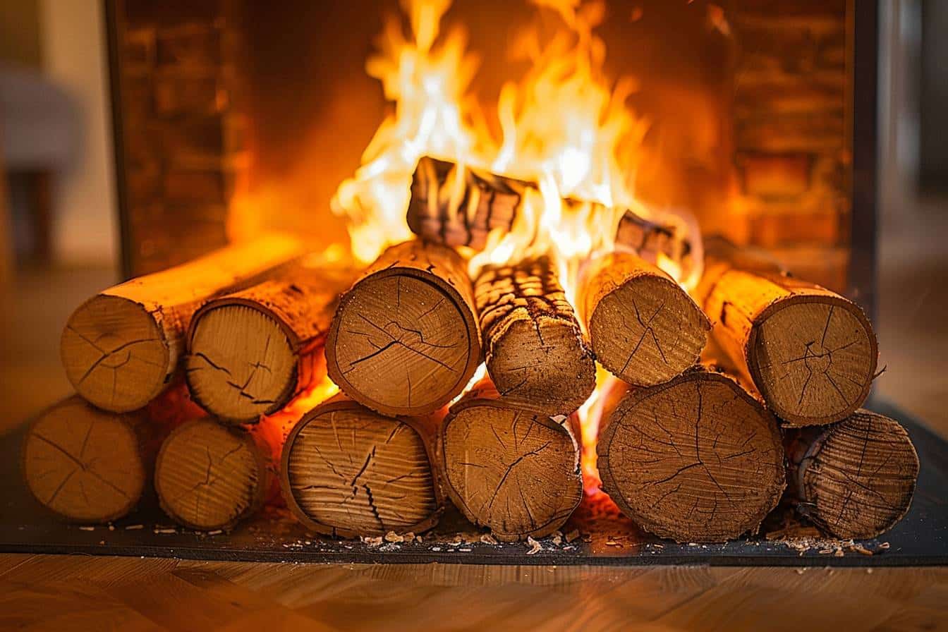 Flammes dans un insert de cheminée créant une chaleur  
Chaleur réconfortante d'un feu dans un insert sécurisé