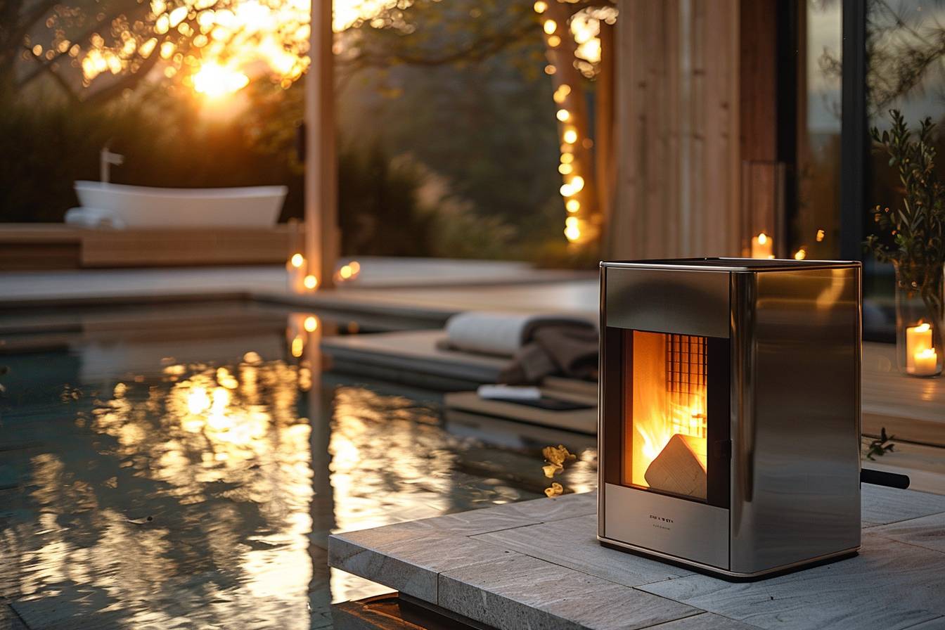 Poêle à bois pour réchauffer un espace extérieur  
Appareil de chauffage au bois dans un jardin convivial